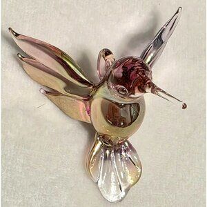 Art Glass Hummingbird Iridescent Sun Catcher 2" Hanging Ornament Bird Christmas